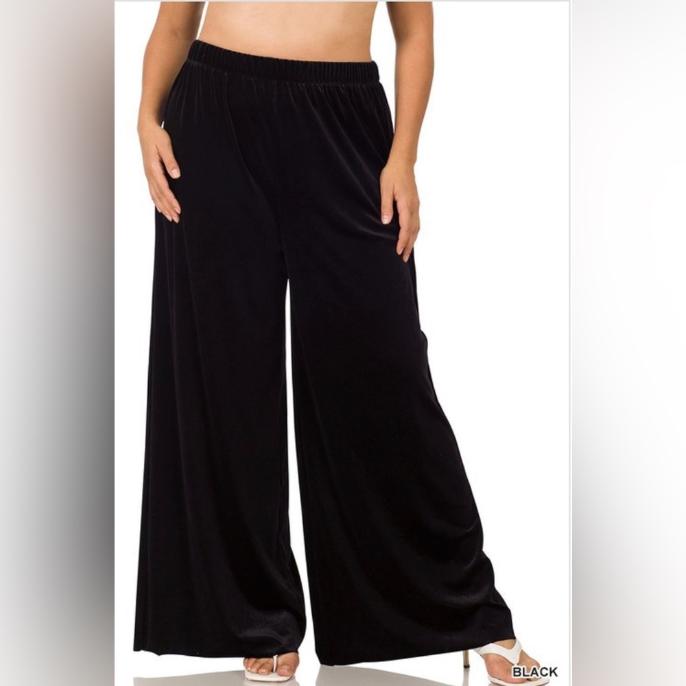 Plus Size Black Palazzo Long Gaucho Pants Bottoms